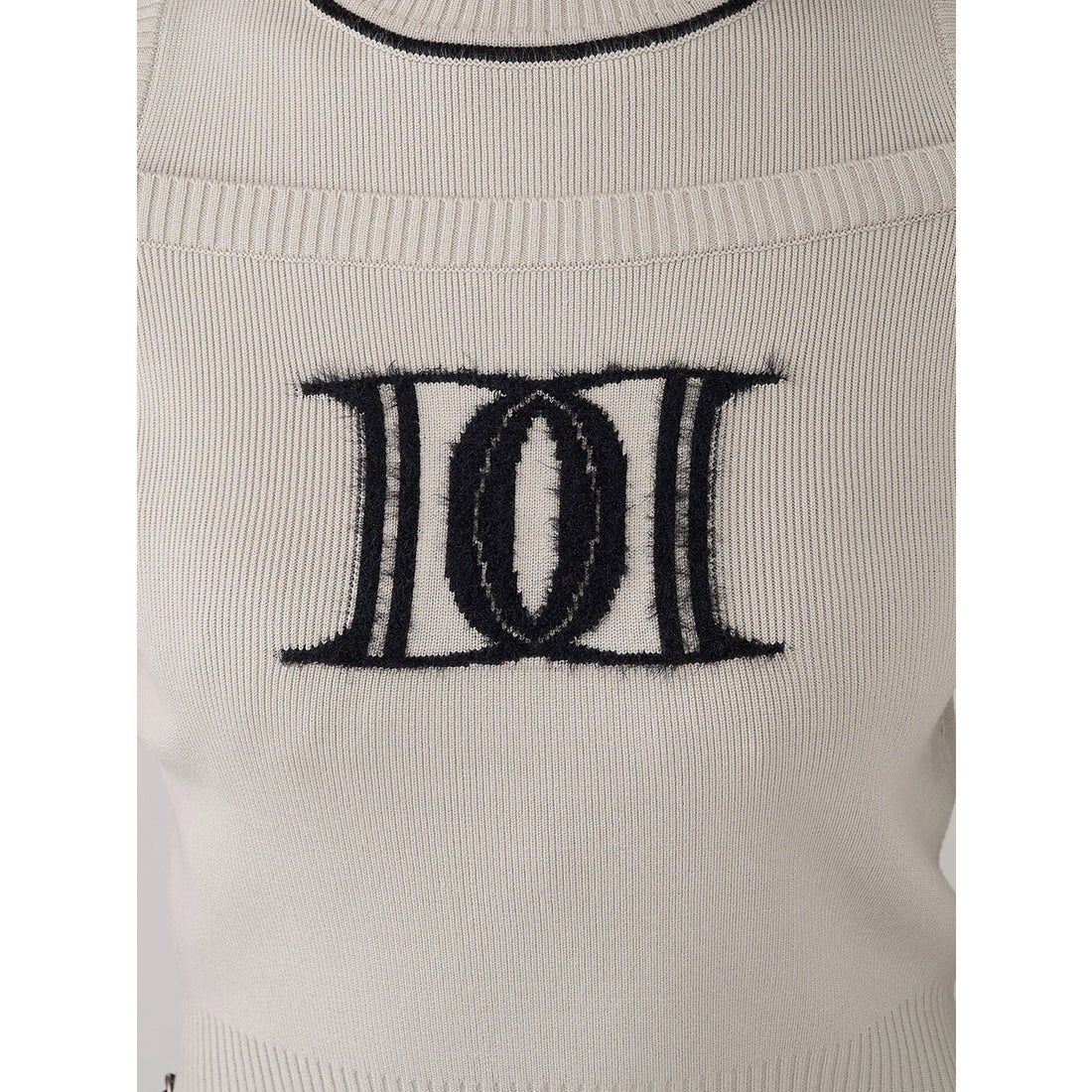 ダーリッチ Darich レイヤードライクロゴニットトップス （グレー