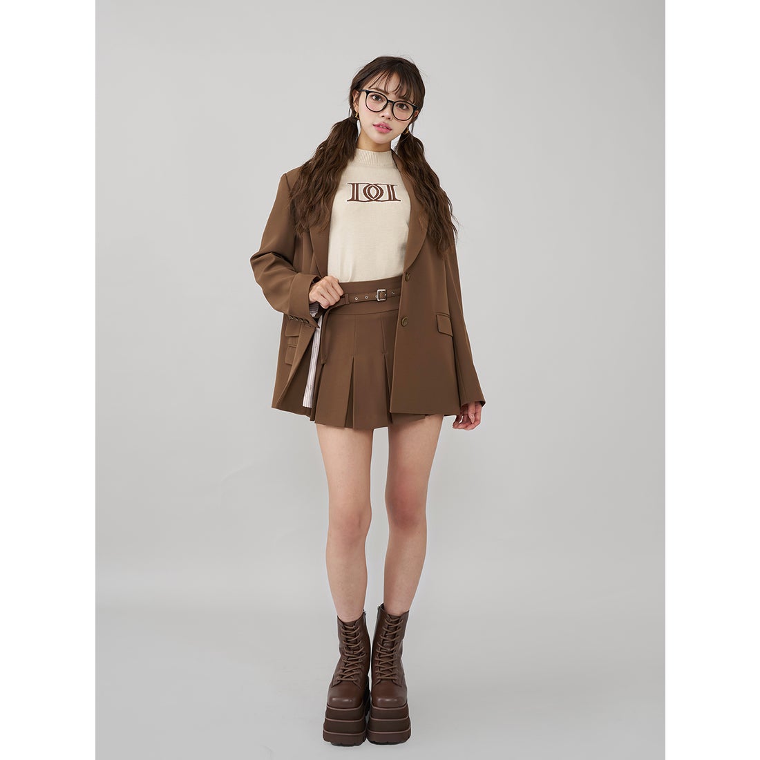 ダーリッチ Darich レイヤードライクロゴニットトップス （アイボリー