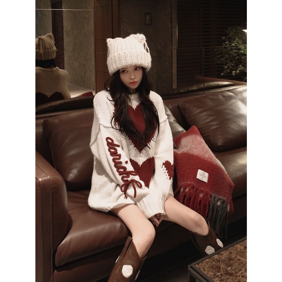 ダーリッチ Darich ハートロゴローゲージニットチュニック