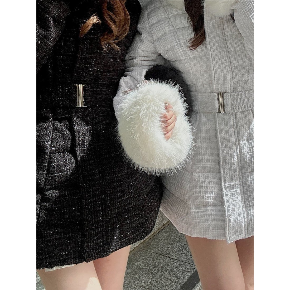 ダーリッチ Darich レディミディツイードダウンコート （ブラック