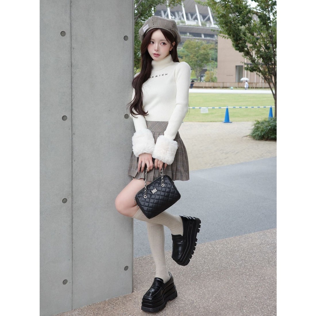 ダーリッチ Darich スムースファーリブニットトップス （アイボリー