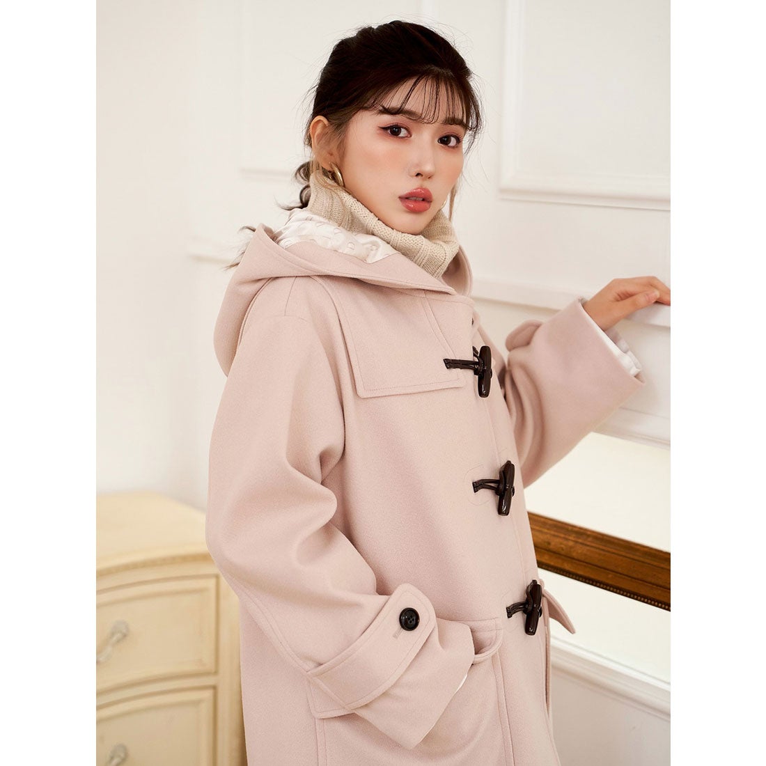 ダーリッチ Darich BIGカラーダッフルコート （ピンク） -ファッション