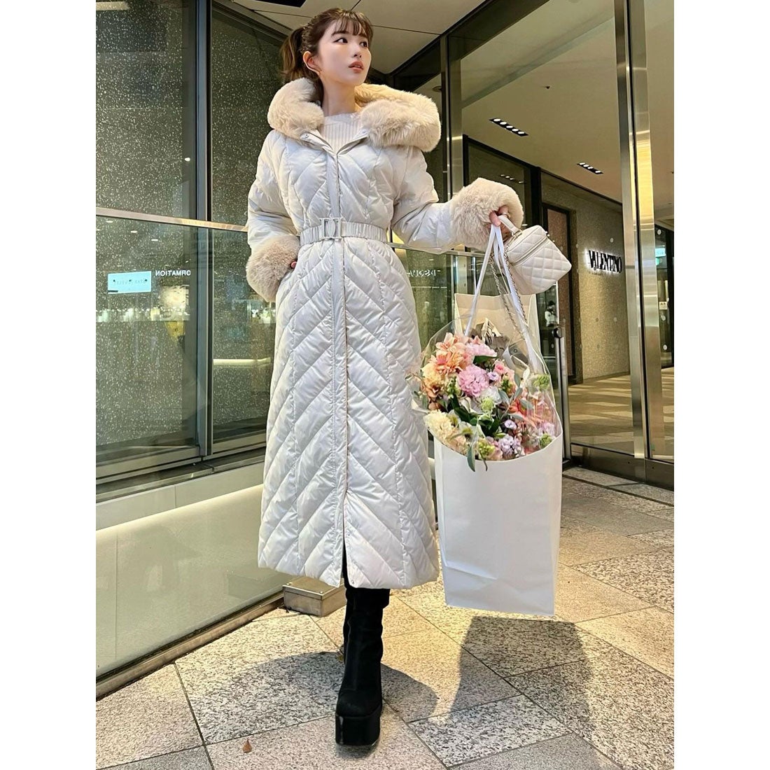 ダーリッチ Darich レディロングダウンジャケット （アイボリー