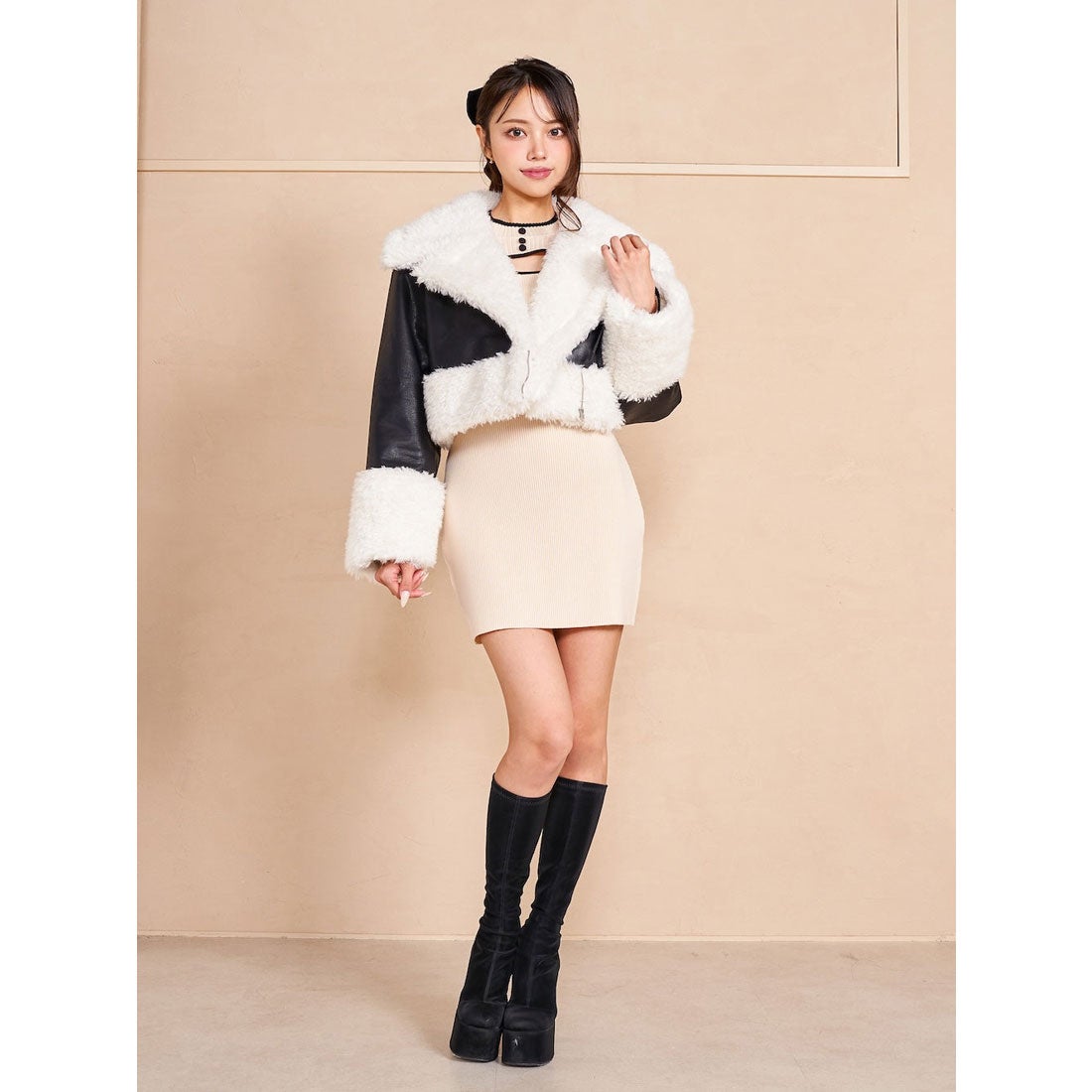 ダーリッチ Darich プードルファーライダースジャケット （グレー