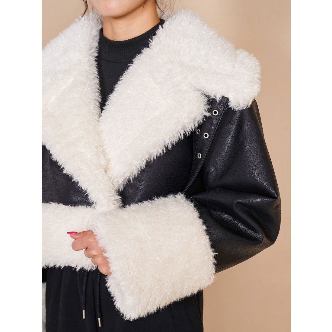 ダーリッチ Darich プードルファーライダースジャケット （グレー