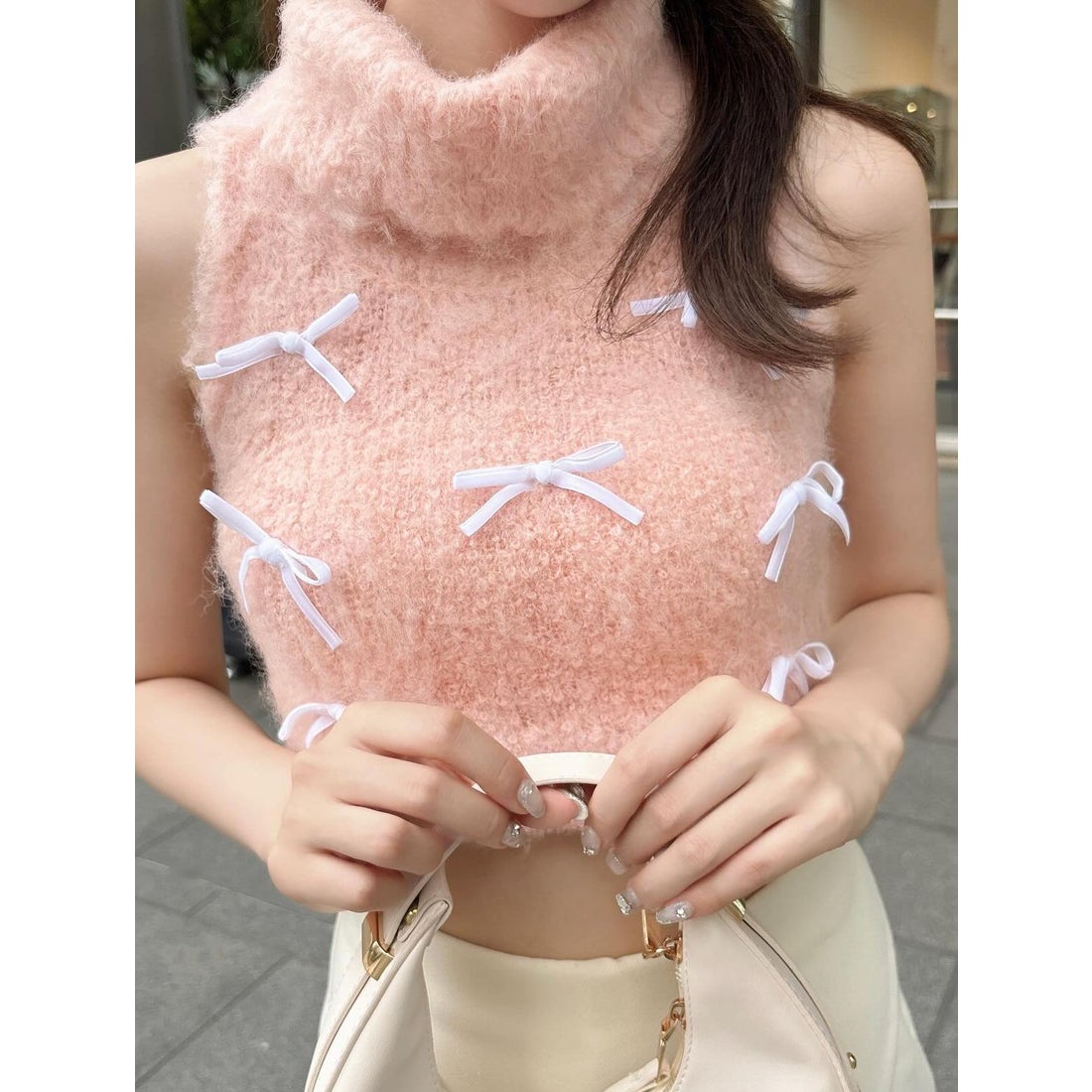 ダーリッチ Darich リボンデザインニットトップス （ピンク