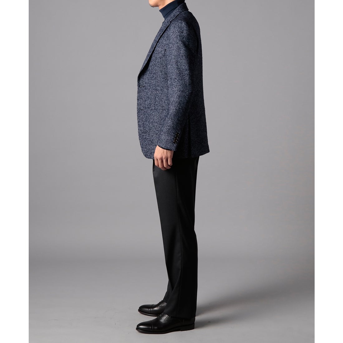 ネイビーリングミックスチェックジャケット （ブルー） -D'URBAN