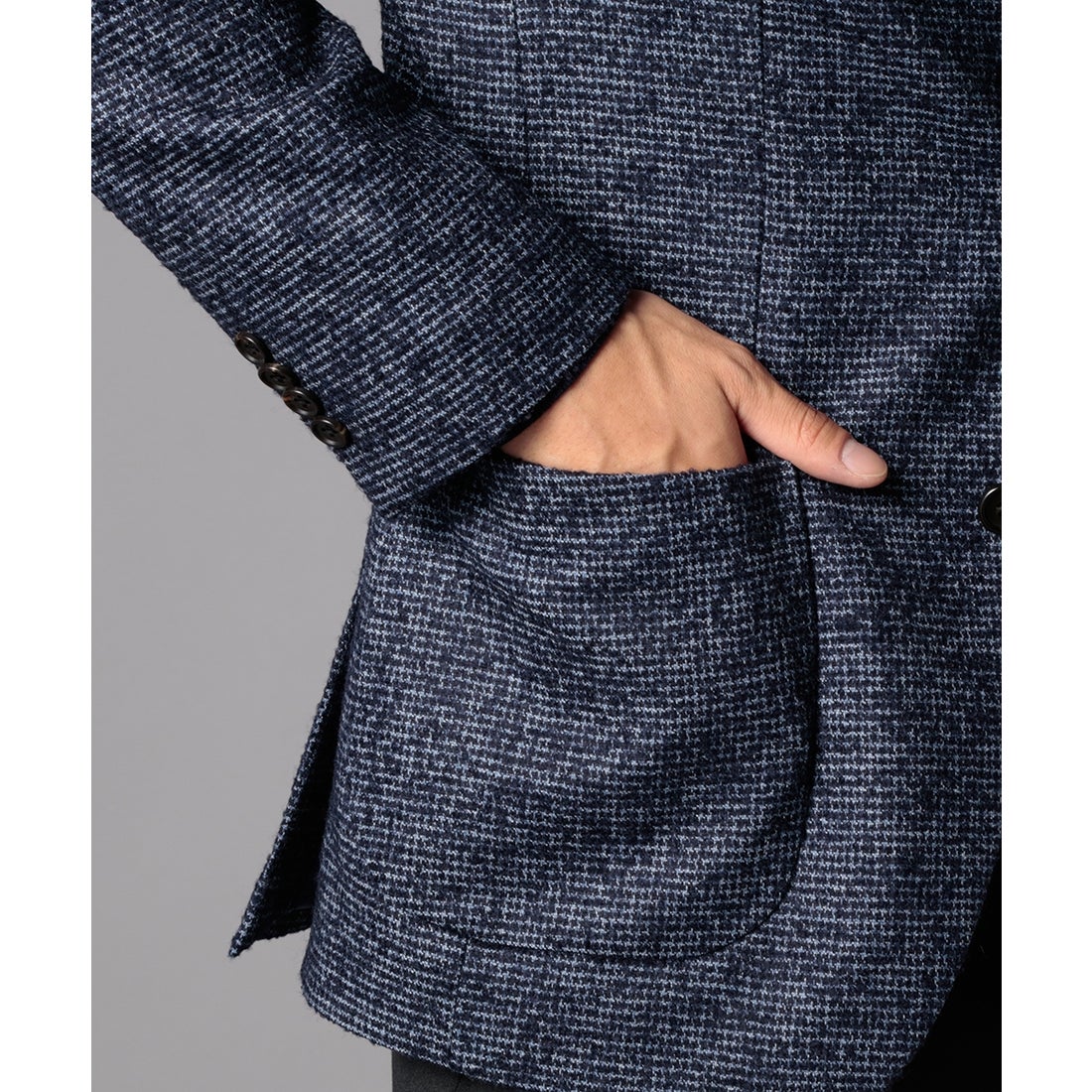 ネイビーリングミックスチェックジャケット （ブルー） -D'URBAN