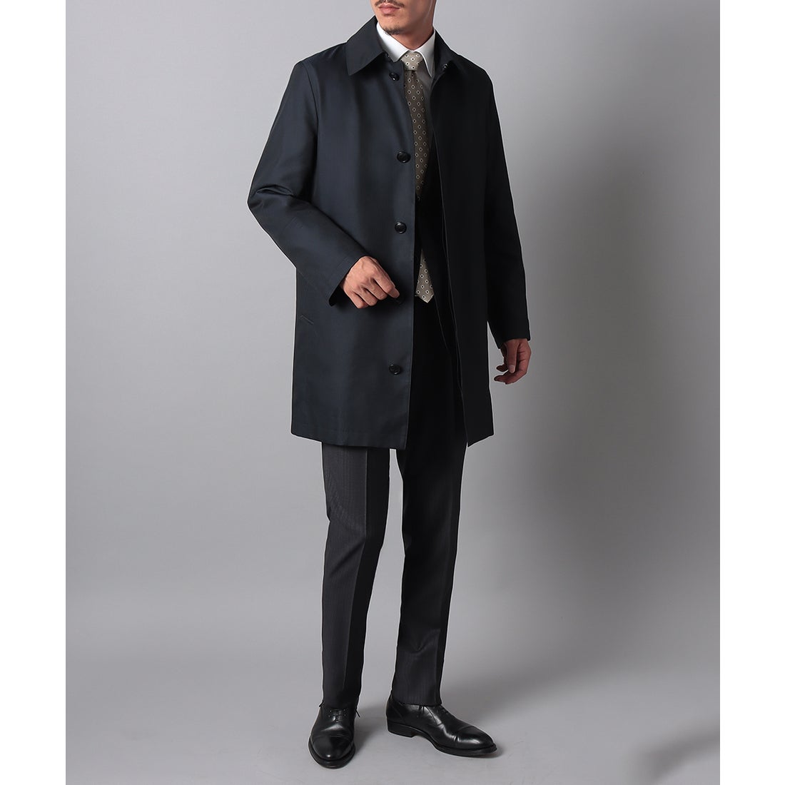 コードピケステンカラーコート(ミドルレングス) （ネイビー） -D'URBAN