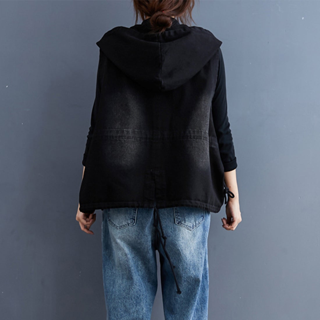 ドゥー ベル Doux Belle フード付きダブルボタンベスト レディース