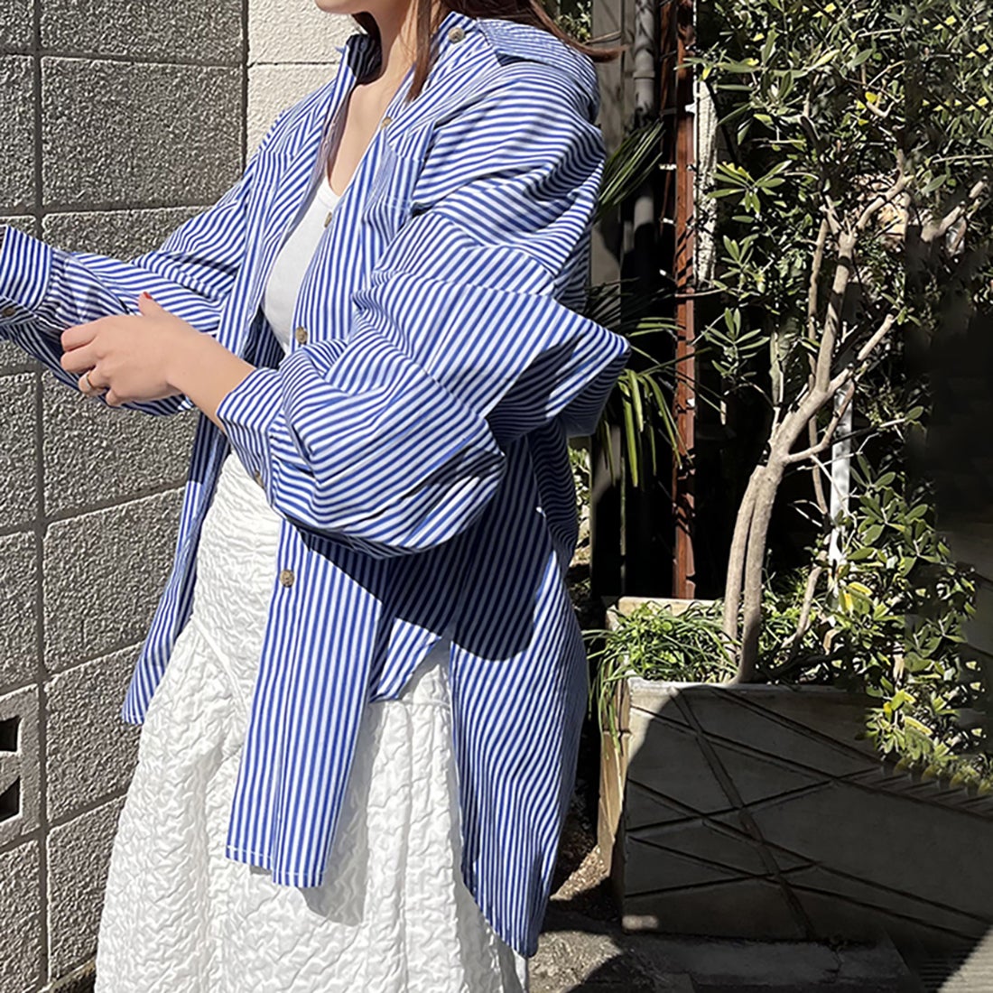 ドゥー ベル Doux Belle ストライプシャツ ロングシャツ シャツ