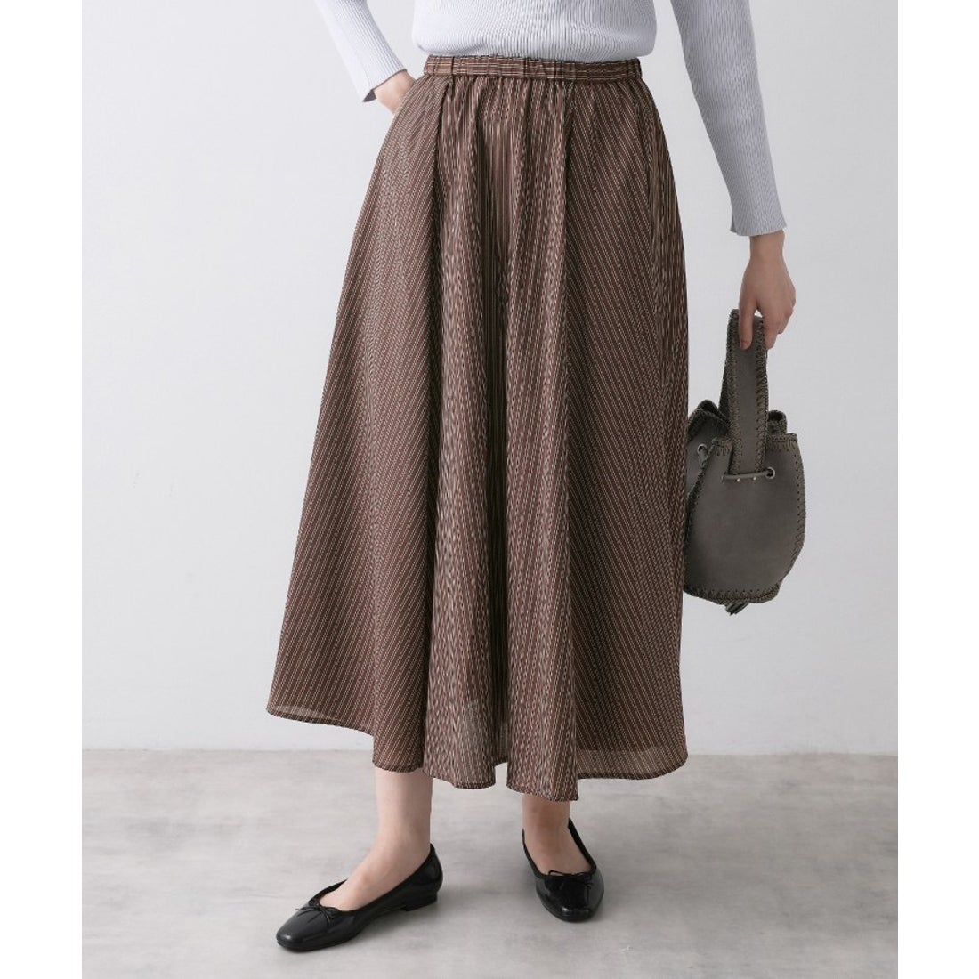 新品 BORDERS at BALCONY ストライプフレアスカート 34 BORDERS at