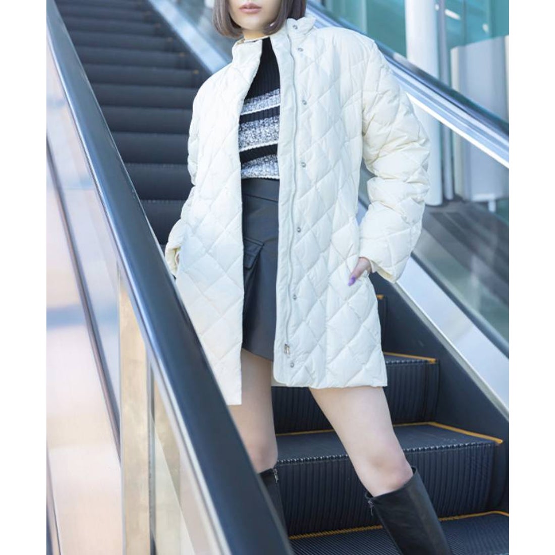 アンビエント AMBIENT ダイヤキルティングミディダウンコート （オフ