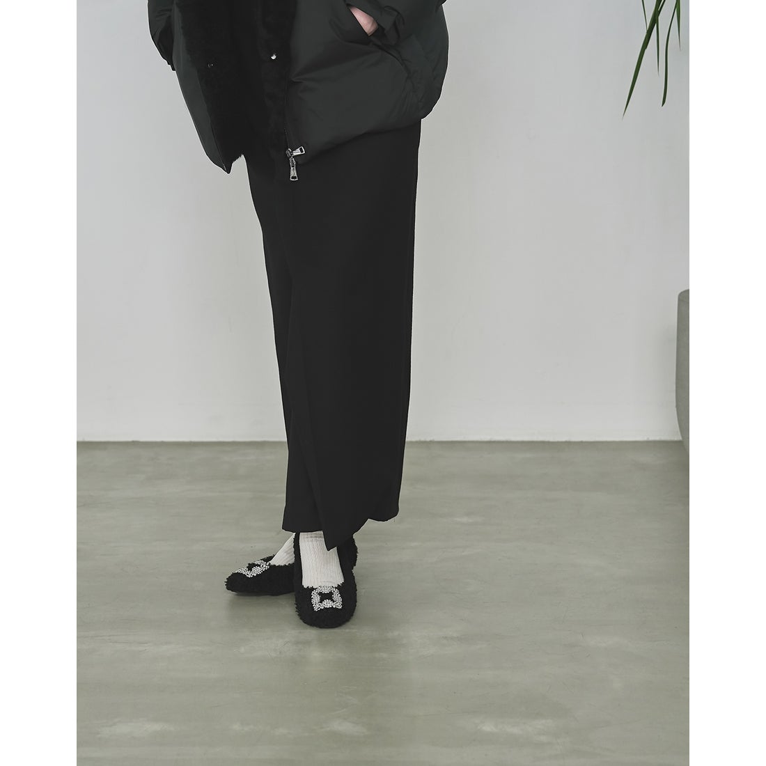 ボア ビジュー パンプス （ブラック ボア） -Emma Francis / エマ