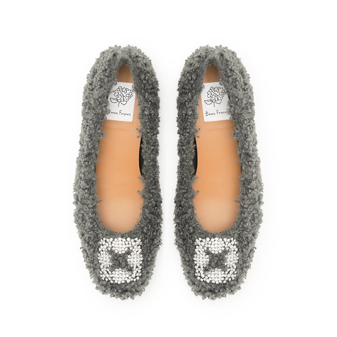 ボア ビジュー パンプス （グレー ボア） -Emma Francis / エマ
