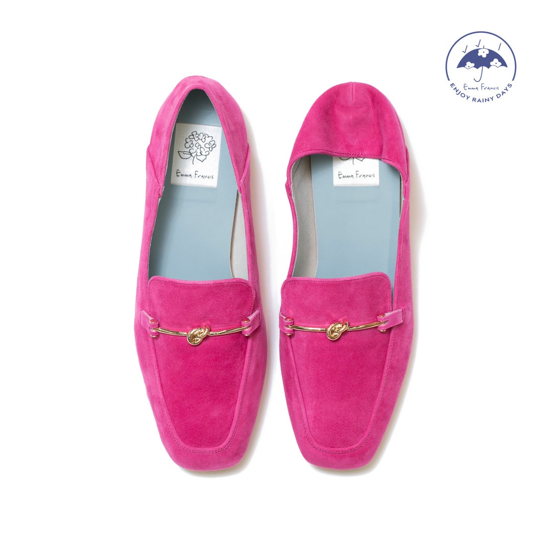 パールトーン撥水】フラット ローファー （ピンク レザースエード