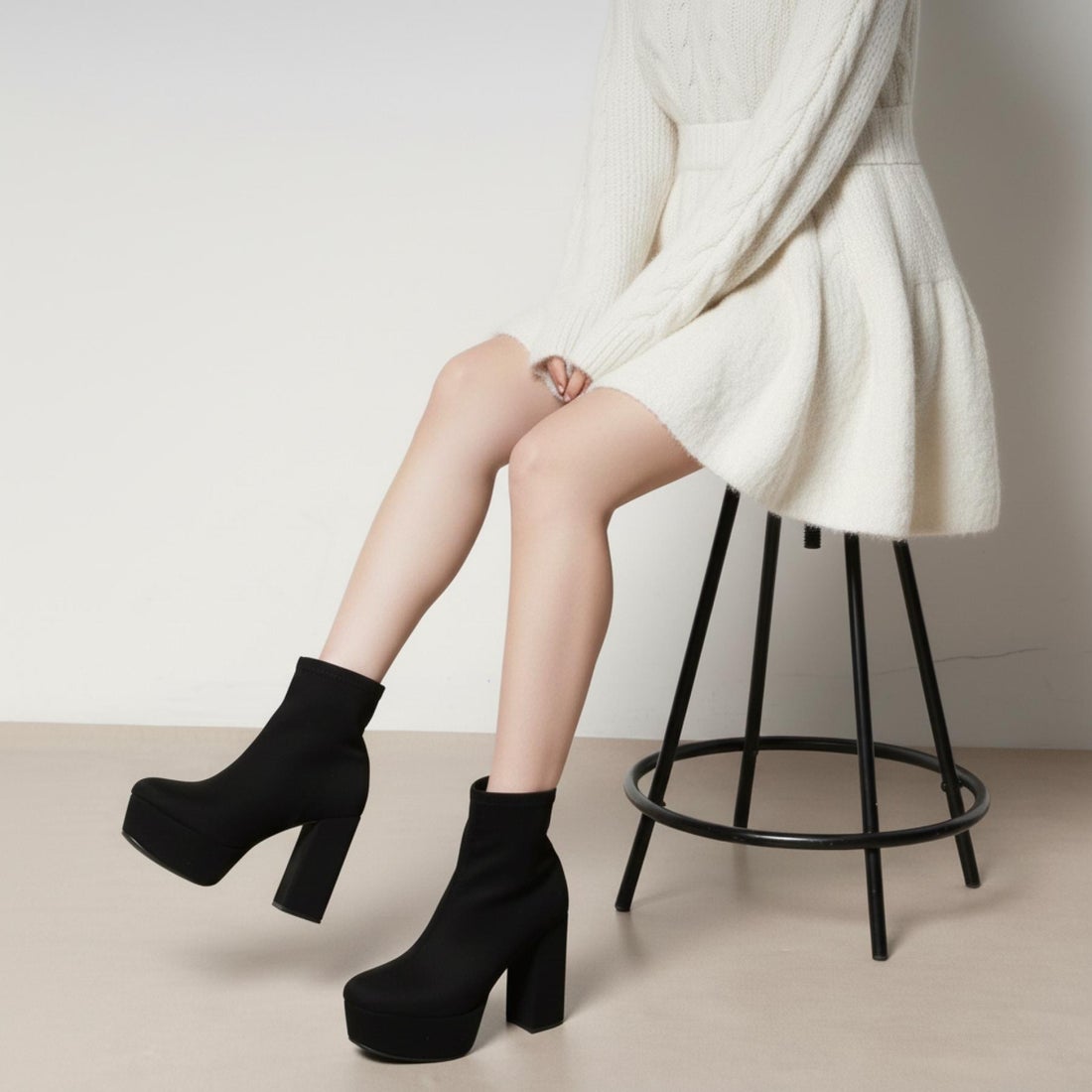 エスペランサ ESPERANZA 【定番】ラク盛りショートブーツ （ブラック