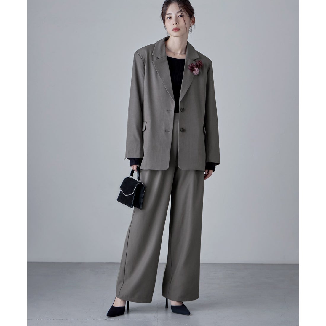 エトル etoll. セットアップパンツスーツ ツイルシングルテーラード