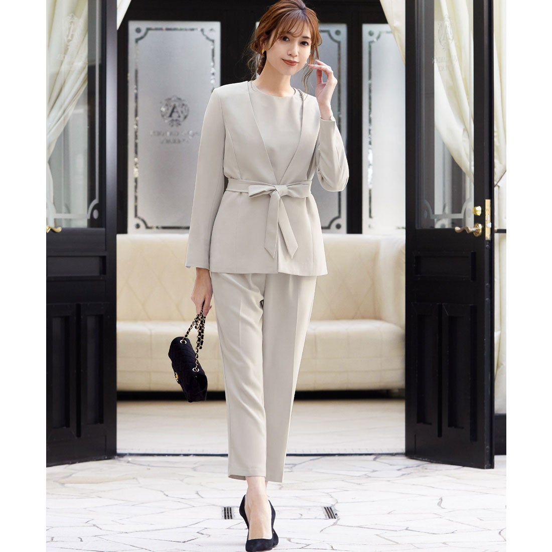 フロリア Flolia ノーカラージャケット&オールインワンパンツドレス