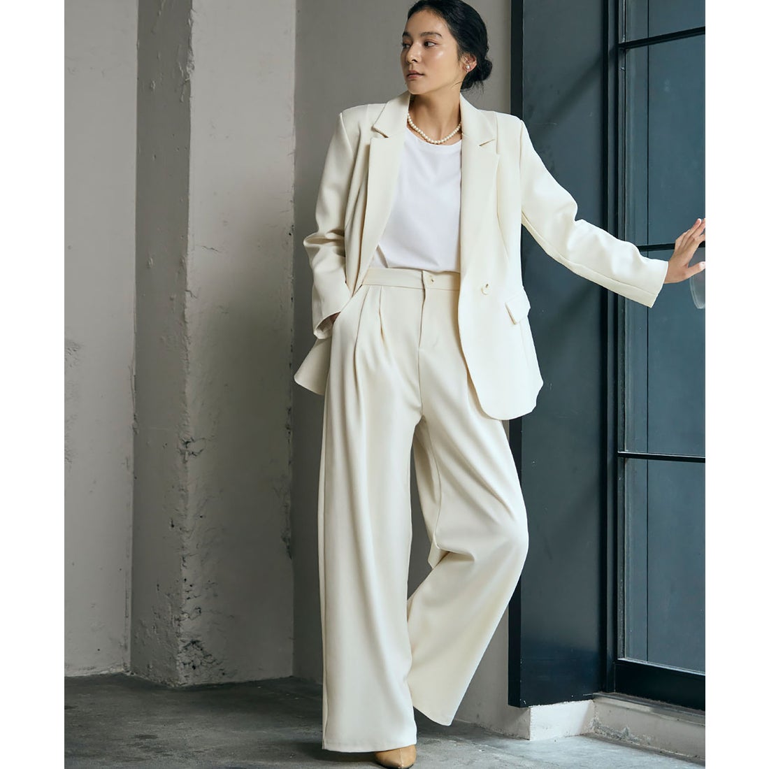 フロリア Flolia テーラードジャケット ワイドパンツ セットアップ