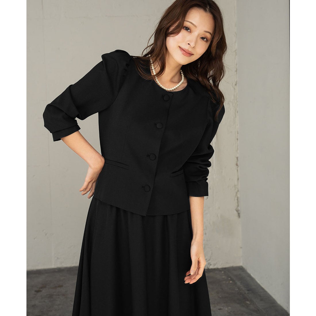 フロリア Flolia 【喪服・礼服】洗える スーツ セットアップ スカート