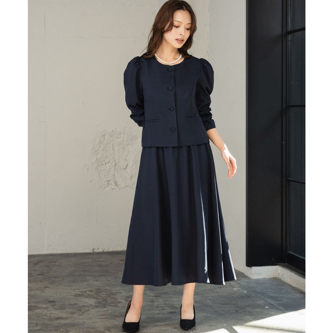 フロリア Flolia 【喪服・礼服】洗える スーツ セットアップ スカート