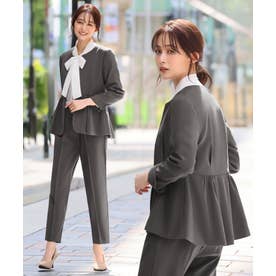 フロリア Flolia 【3点セット】ペプラムノーカラージャケット ボウタイ