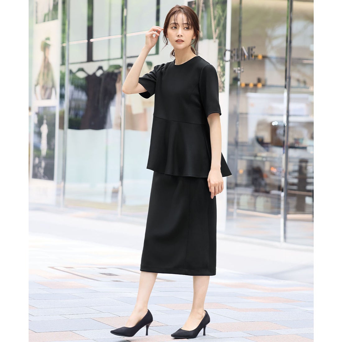 フロリア Flolia ペプラムブラウス タイトスカート セットアップ