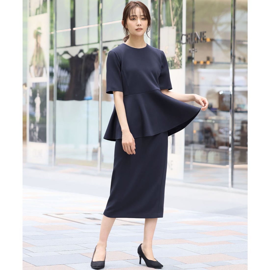 フロリア Flolia ペプラムブラウス タイトスカート セットアップ