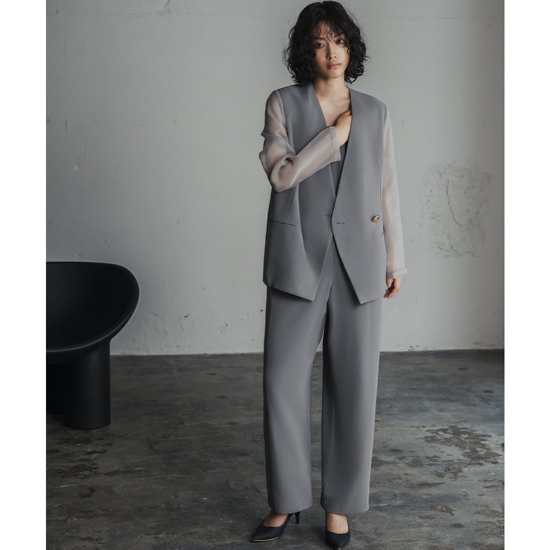 フロリア Flolia シアースリーブジャケット・オールインワン