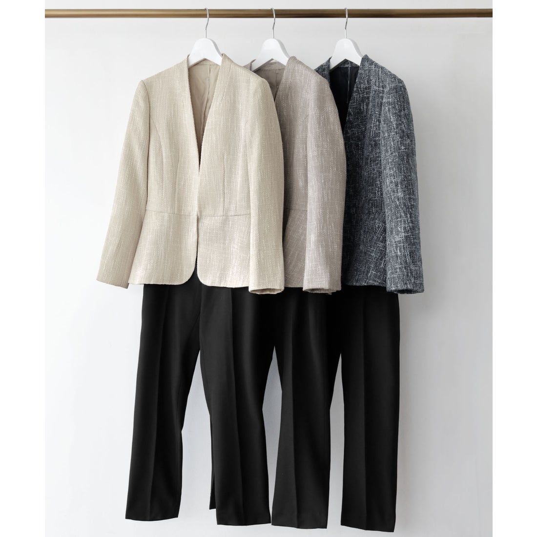 フロリア Flolia ツイードカラーレスジャケット テーパードパンツ