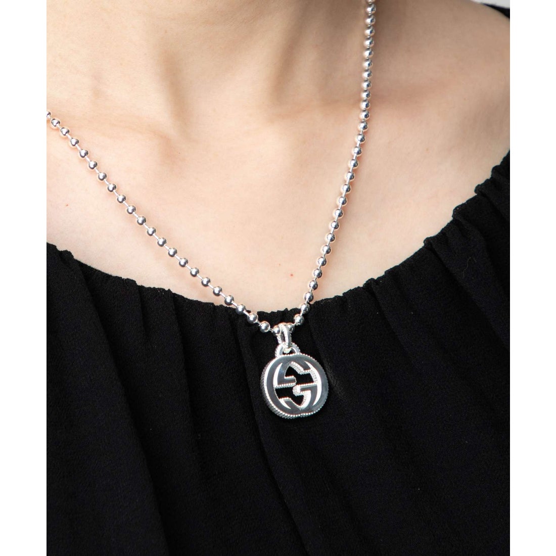 グッチ GUCCI 479219 J8400 ネックレス INTERLCKG M NCKL 45CM SLV