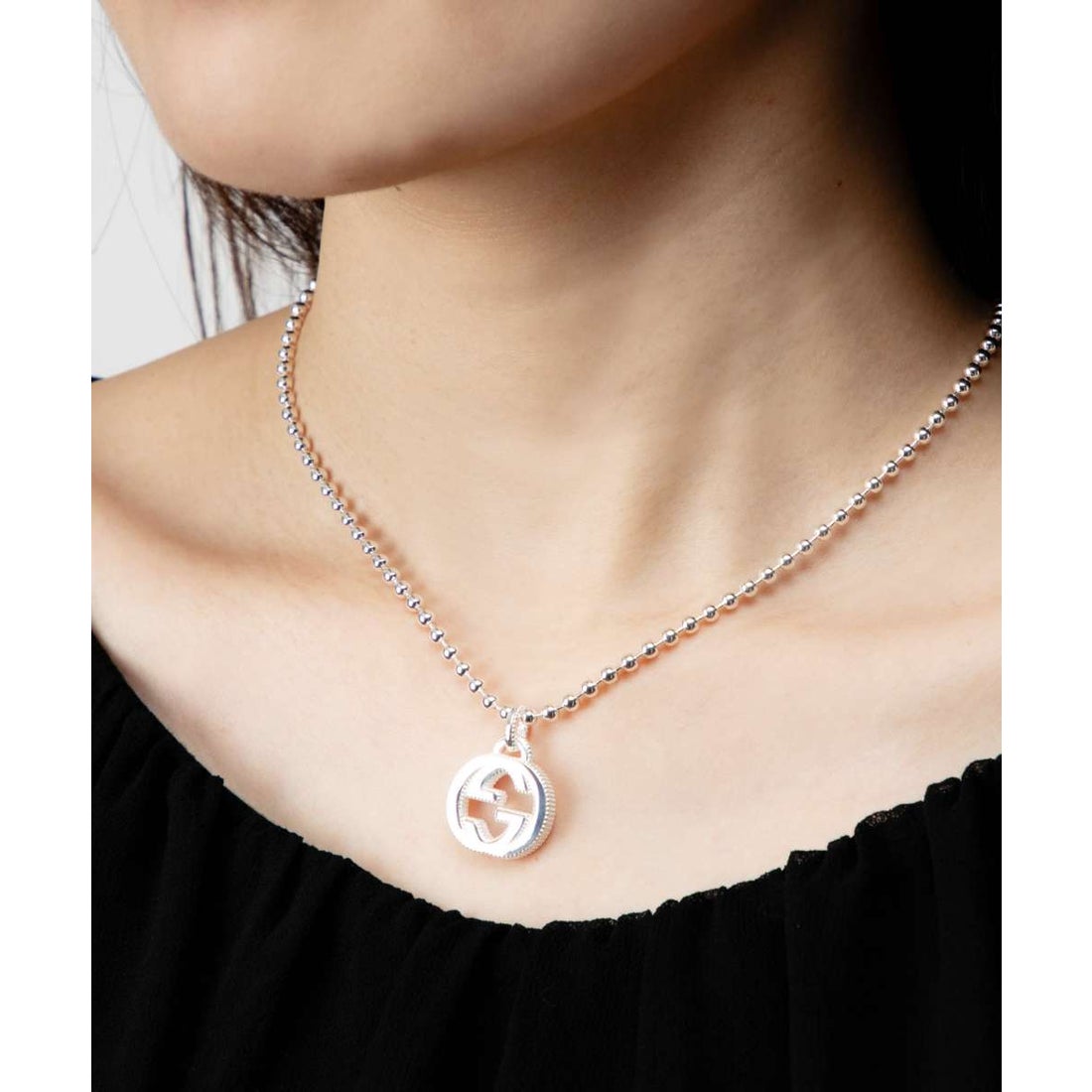 グッチ GUCCI 479219 J8400 ネックレス INTERLCKG M NCKL 45CM SLV