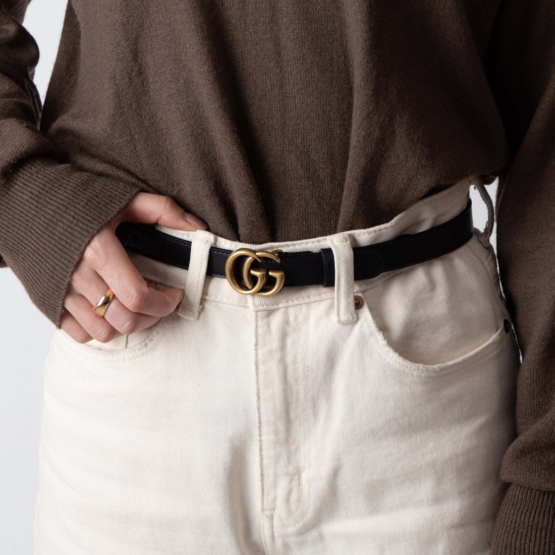 グッチ GUCCI 409417 AP00T ベルト レディース スリムベルト ダブルG