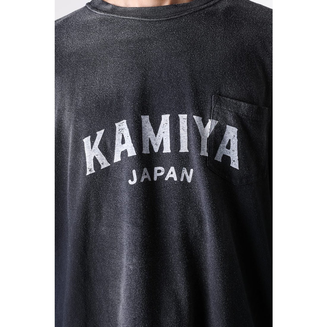 KAMIYA KAMIYA logo Distressed L/S Pocket Tee （Black） - Osaka