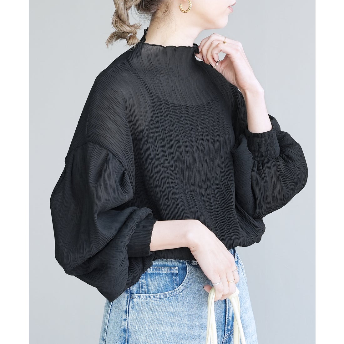 reca 『オケージョン対応』 ハイネックランダムプリーツスリーブ