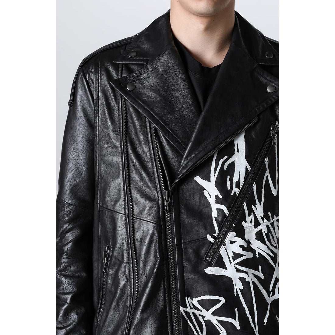 ユリウス JULIUS Ana-Moto JD Leather Jacket （Black） -デザイナーズ