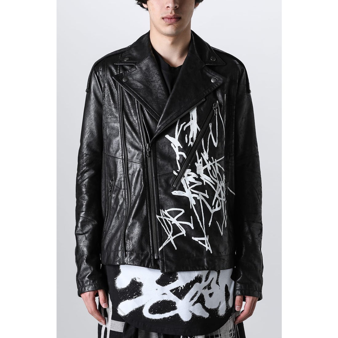 ユリウス JULIUS Ana-Moto JD Leather Jacket （Black） -デザイナーズ