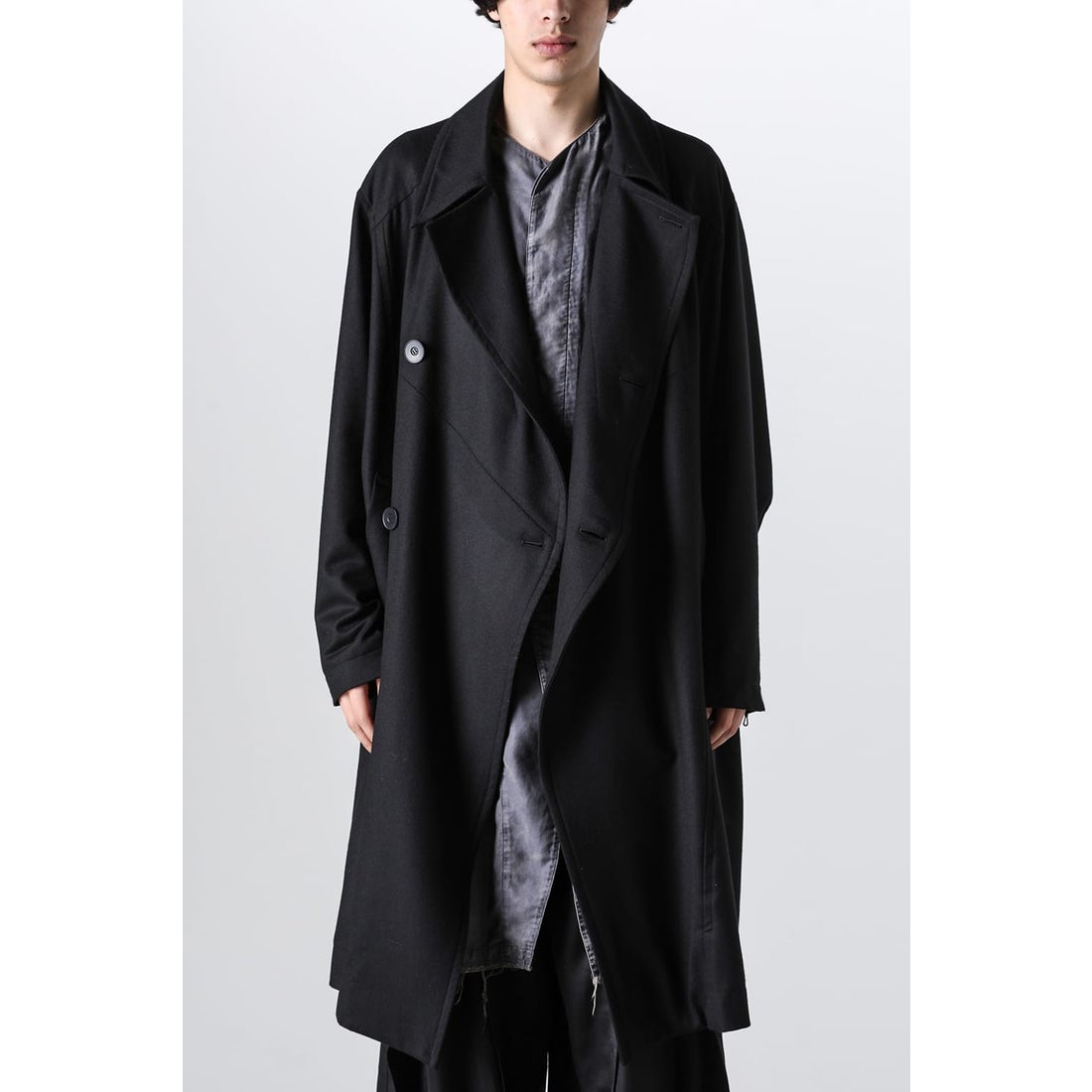 ユリウス JULIUS Wool Cashmere Saxony Over Size Long Coat （Black