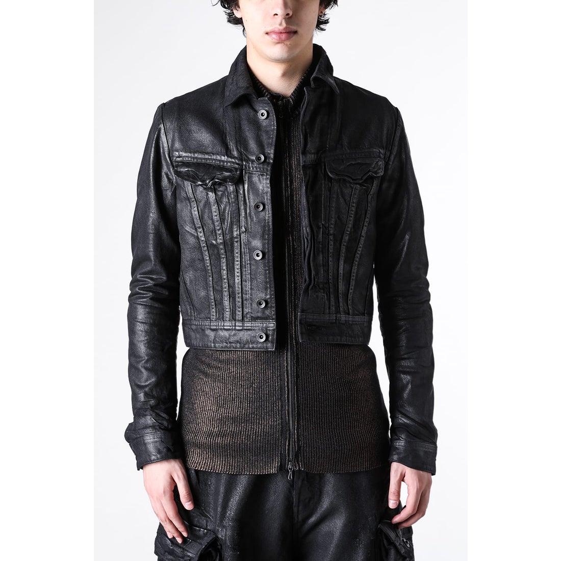 JULIUS COATED 10oz DENIM JACKET （BLACK） - Osaka / Kyoto, -FASCINATE