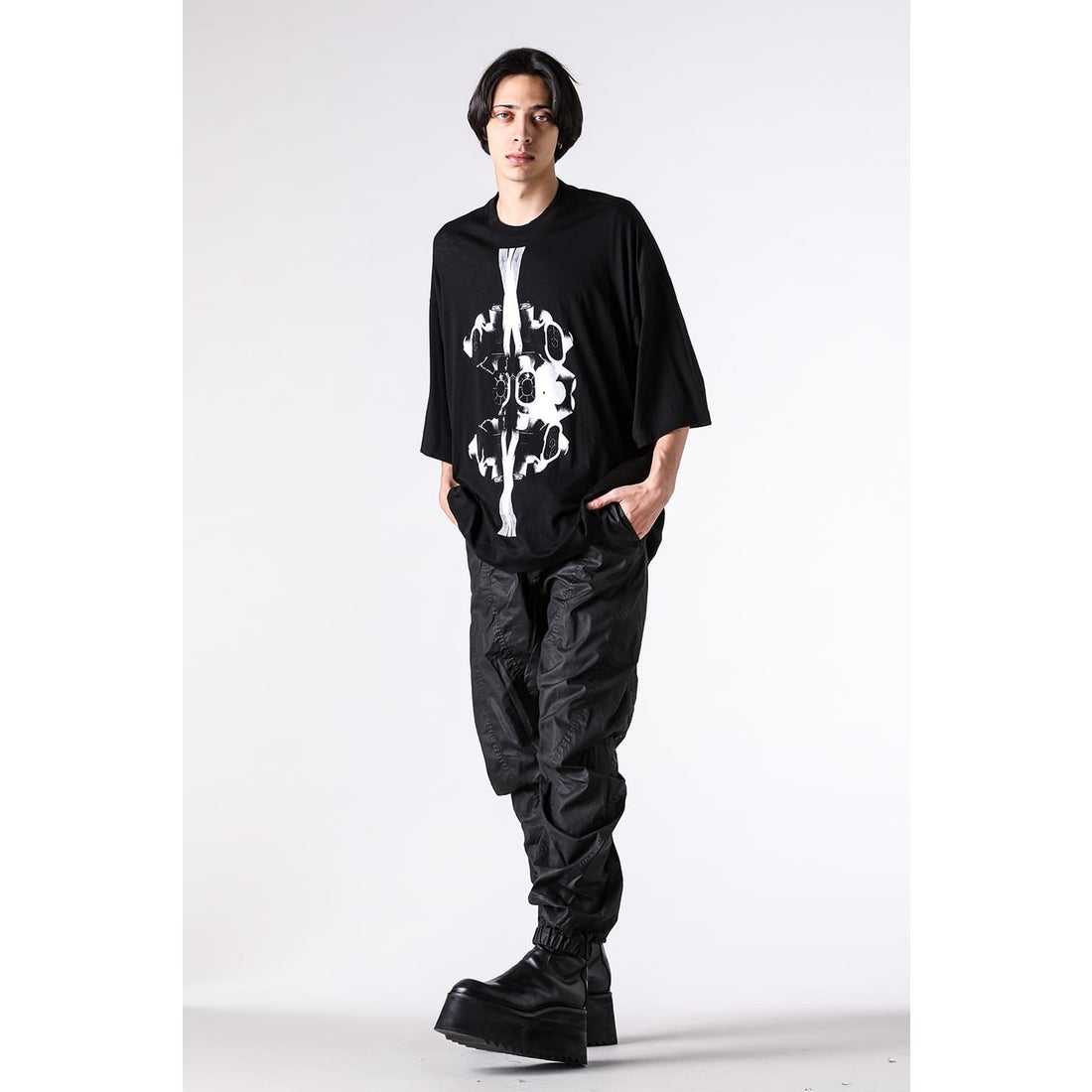JULIUS COTTON/SILK JERSEY T SHIRT （BLACK） - Osaka / Kyoto