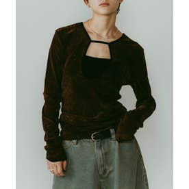 クヌースマーフ Knuth Marf 2 way sheer velours tops KM25AW01