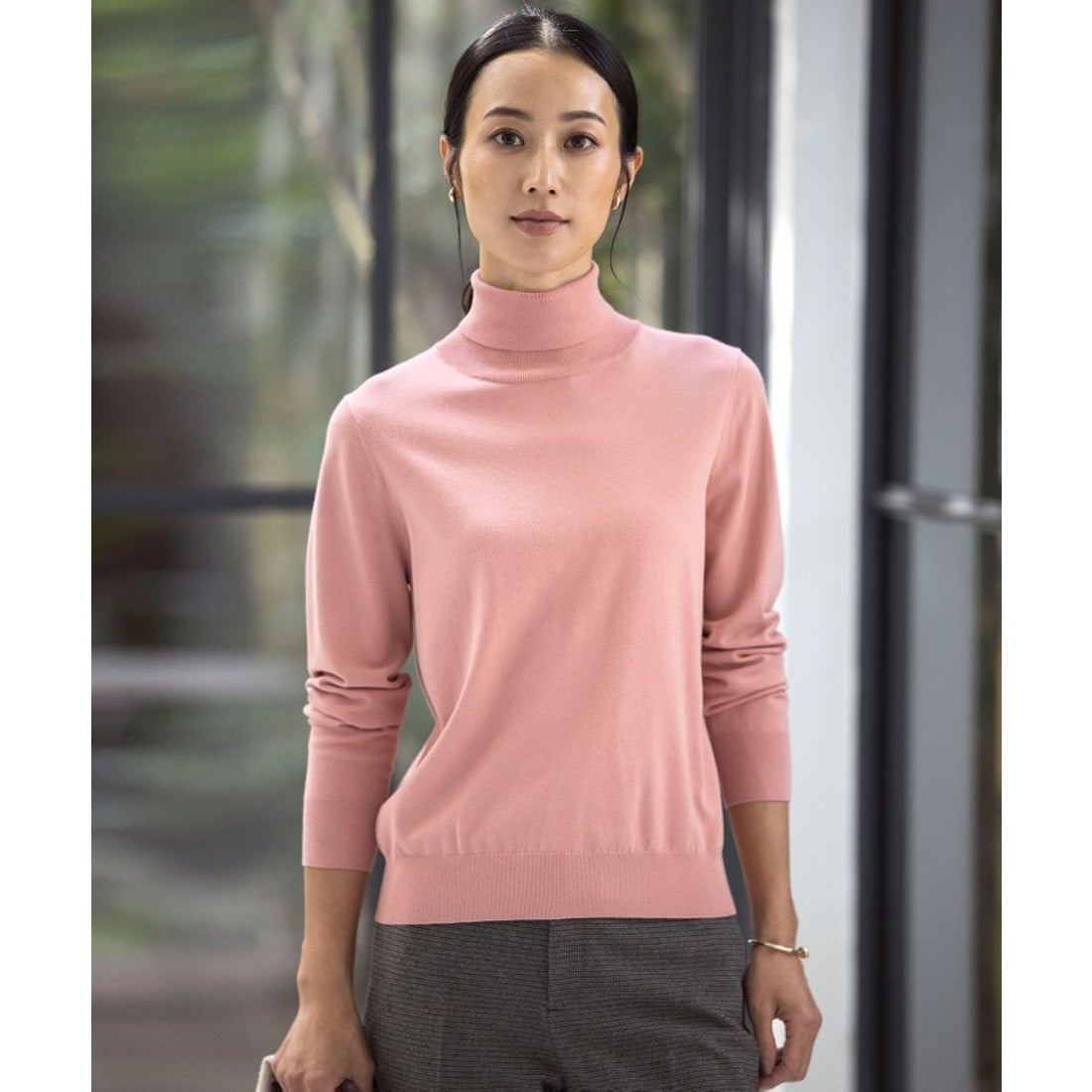 Curensology ベビーピンク タートルネックニット FREEサイズ 大人も