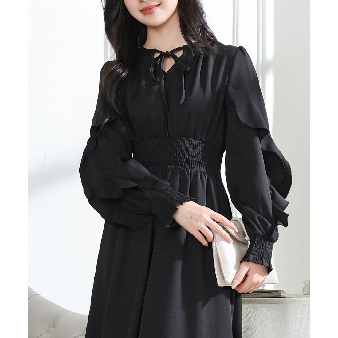 レースレディース Lace Ladies 袖フリル ウエスト シャーリング 長袖