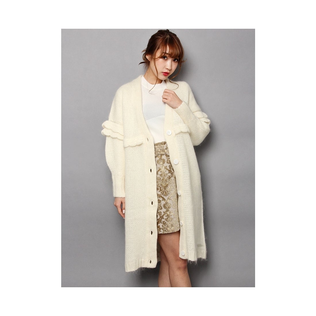 LILY BROWN Lily Brown モヘアニットコート パープル -ファッション