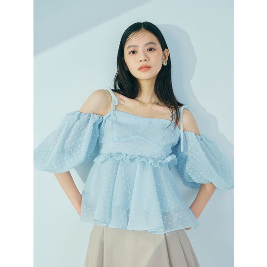 リリーブラウン LILY BROWN 3wayジャガードペプラムビスチェ （BLU