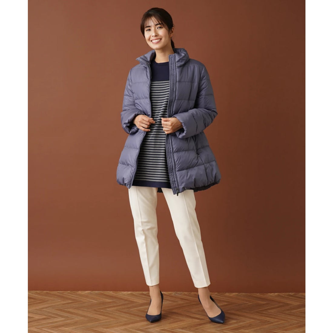 レリアン Leilian 中わたキルティングハーフコート （レッド系