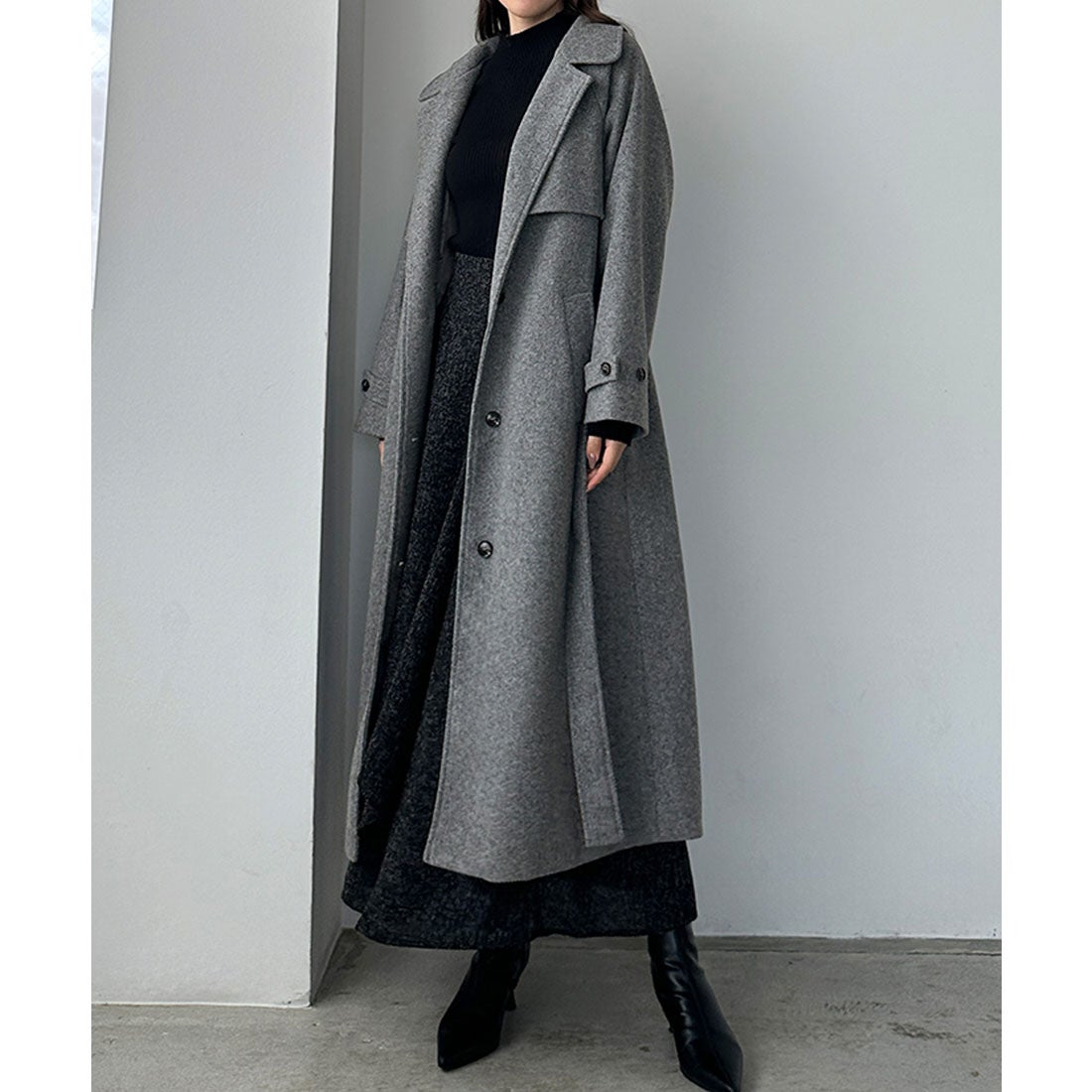 ルエレ Louere Louere 2wayステンカラーロングコート （ダークグレー