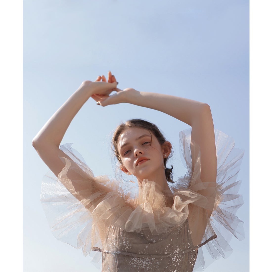 レジャ Leja チュールフリルボレロペイントマーメイドドレスワンピース