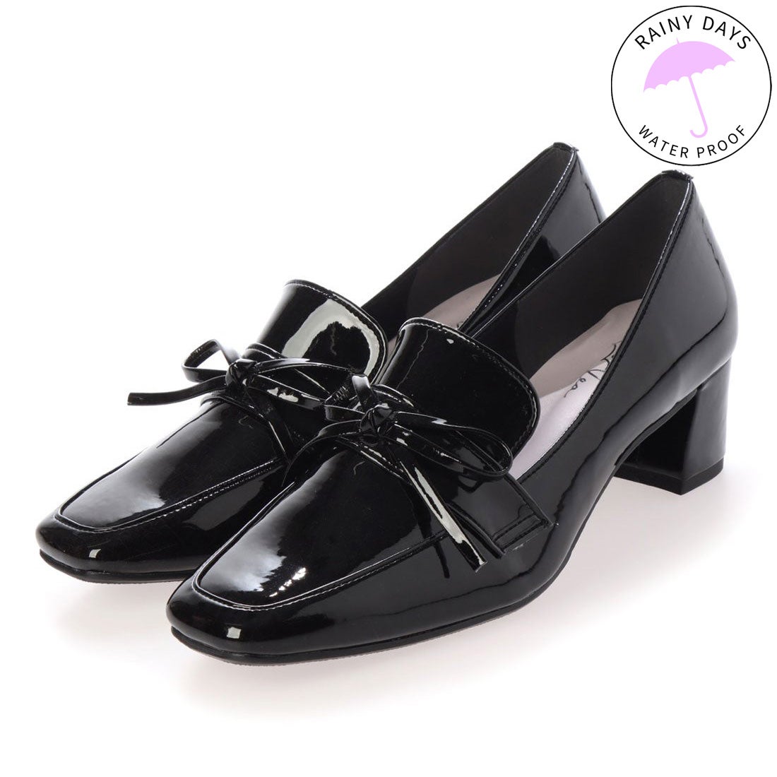 レイン対応】チャンキーヒールローファー(R9008) （ブラックE